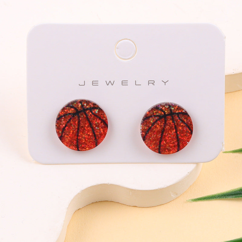 Wholesale Glittering Football/ Rugby Helmet Acrylic Stud Earrings Ear Studs