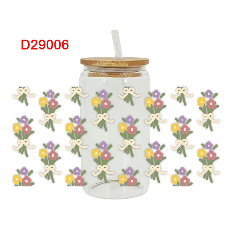 Wholesale Uv Transfer Sticker Glass Cup Crystal Label Crystal Sticker 16OZ UV DTF WRAPS
