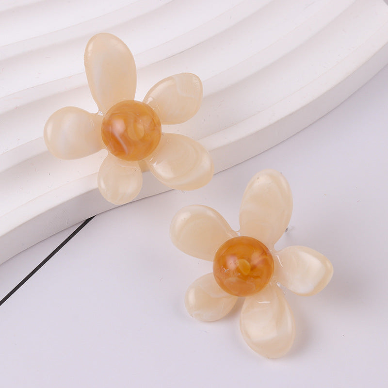 Wholesale Summer fresh earrings five-petal flower jelly color earrings
