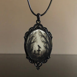 Wholesale Vintage Gothic style bat castle crow cross blood black cat church cemetery vampire vintage necklace