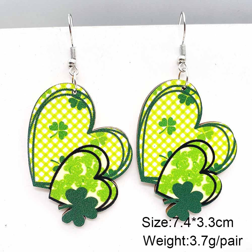 Wholesale St. Patrick's Day Irish Clover Penguin Owl Wooden Earrings