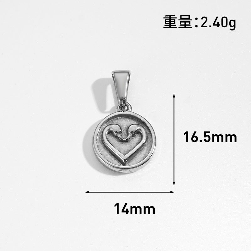 Wholesale 10pcs Retro flower heart-shaped hollow geometric stainless steel pendant