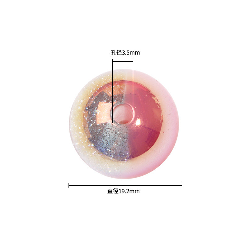 Wholesale 100pcs 20mm two-color starry cat's eye beads UV plated resin round beads diy mobile phone chain keychain beads loose beads