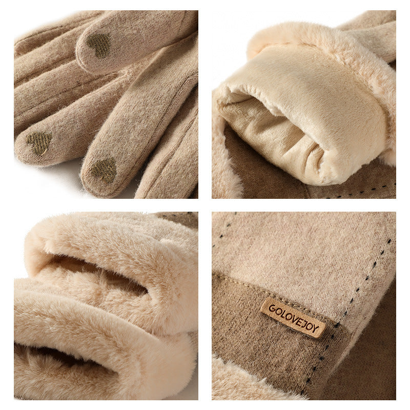 Wholesale Winter Cashmere Thickened Warm Touch Screen Gloves