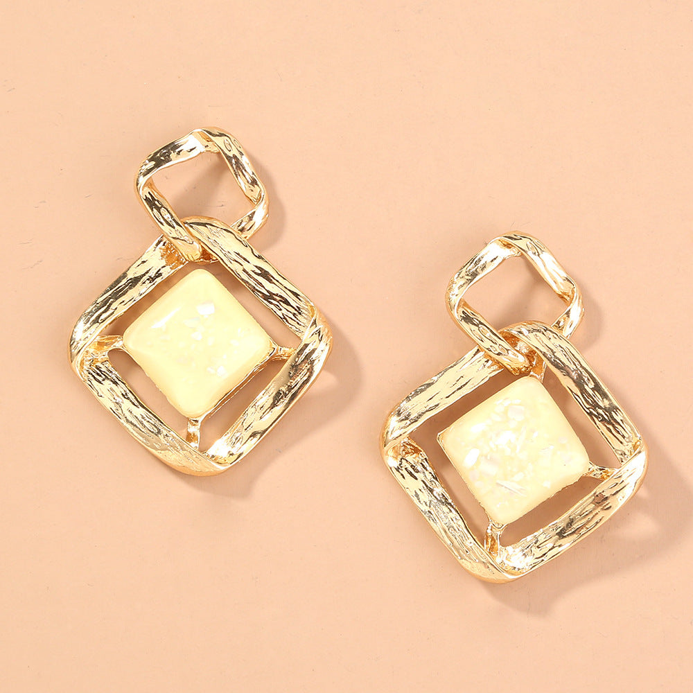 Wholesale Gold Rhombus Large Earrings