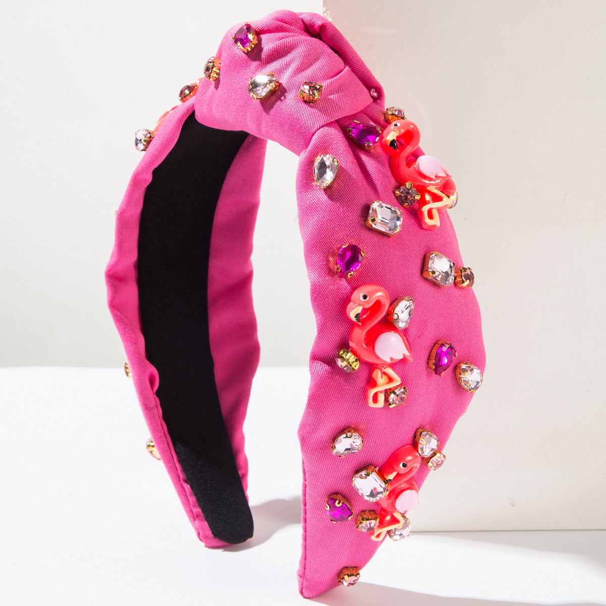 Wholesale Flamingo Feather Accessories Hand Sewn Rhinestone Gold Beads Headband