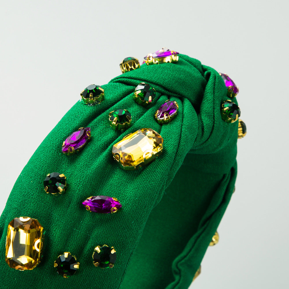 Wholesale Carnival Retro Baroque Wide Brim Glass Diamond High Skull Headband