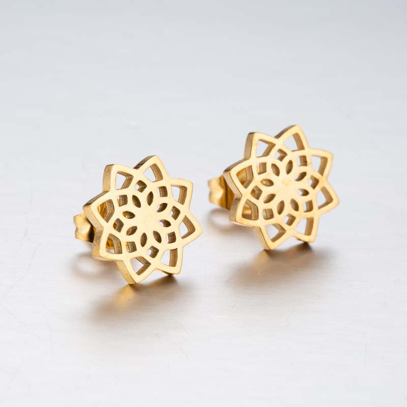Wholesale Vintage Lotus Earrings Hollow Flower Earrings