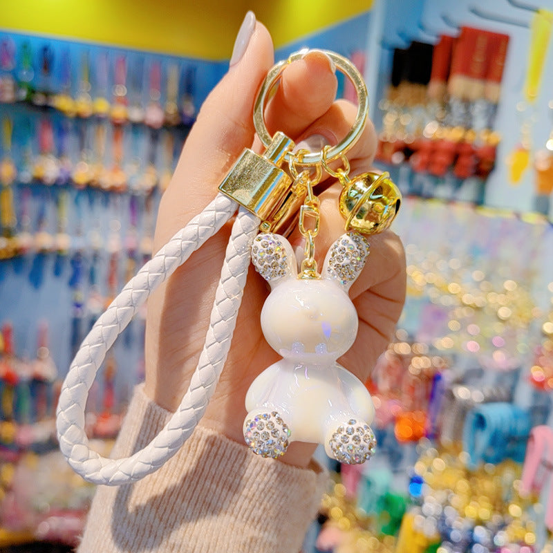 Keychains de diamantes con bunny de electroplacas de coloridos al por mayor