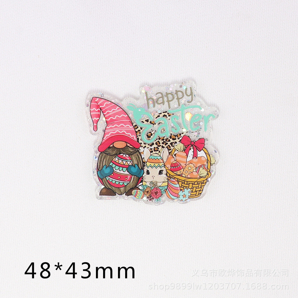 Wholesale 10pcs/pack Loose powder Easter cartoon bunny Acrylic Flatback