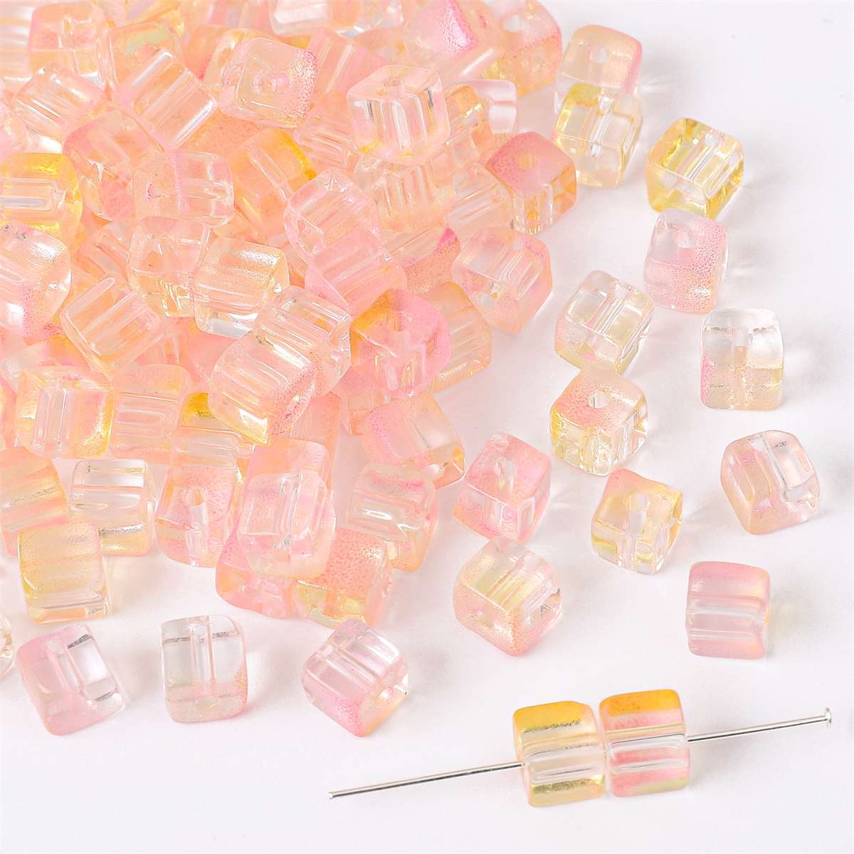Wholesale Glass Gradient Sugar Cube Beads