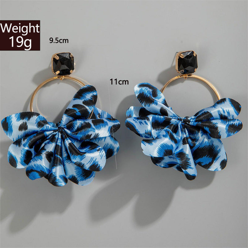 Wholesale Colorful leopard print fabric earrings