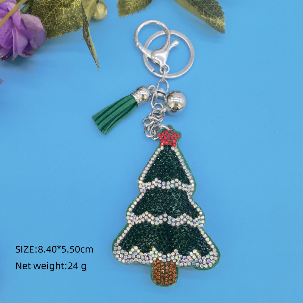 Wholesale 4pcs Christmas Tree Rhinestone Keychain