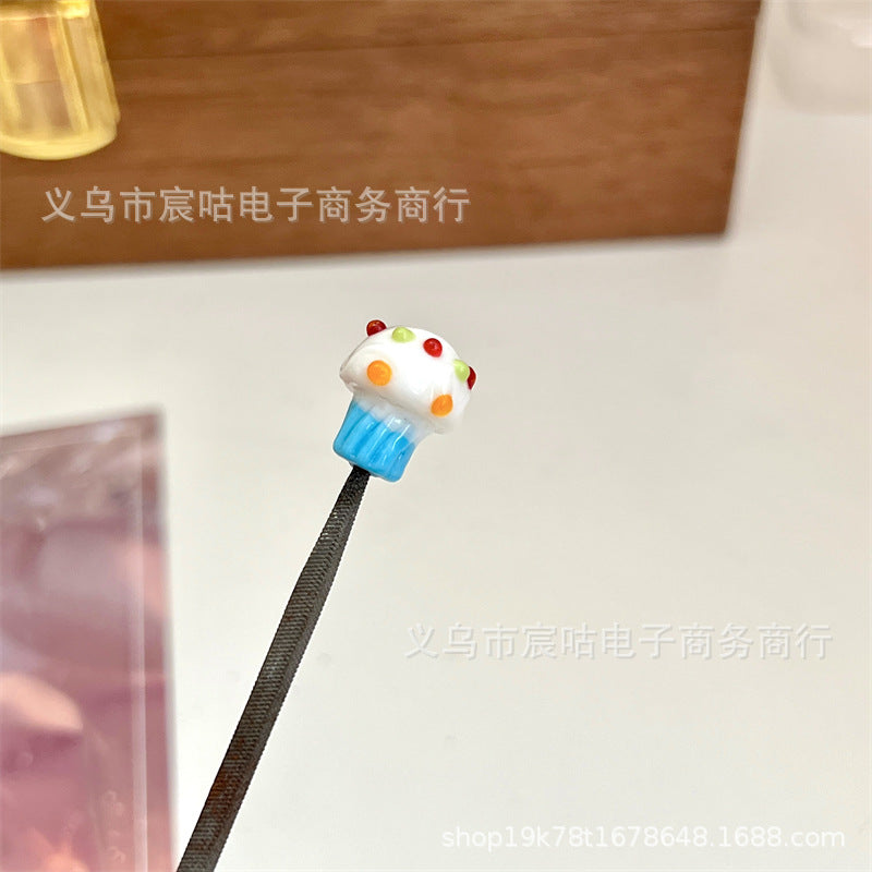 Wholesale 10pcs Colorful small mushroom-shaped glass beads