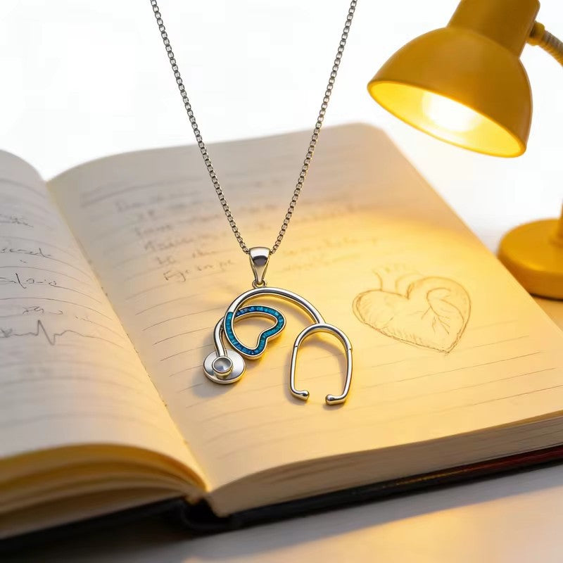 Wholesale heart-shaped stethoscope pendant necklace luxury clavicle chain