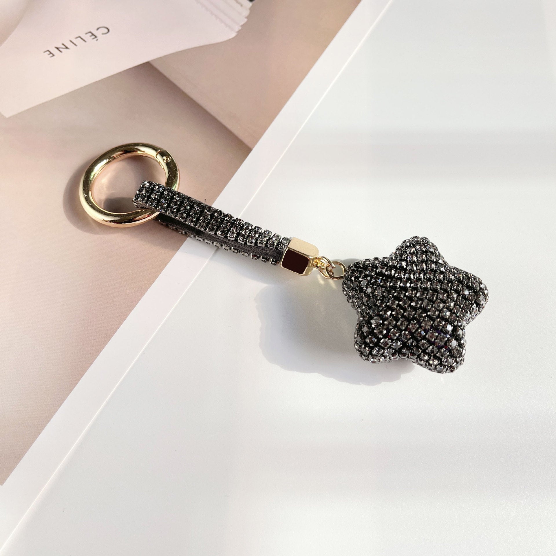 Wholesale Full Set Diamond Five Pointed Star Keychains