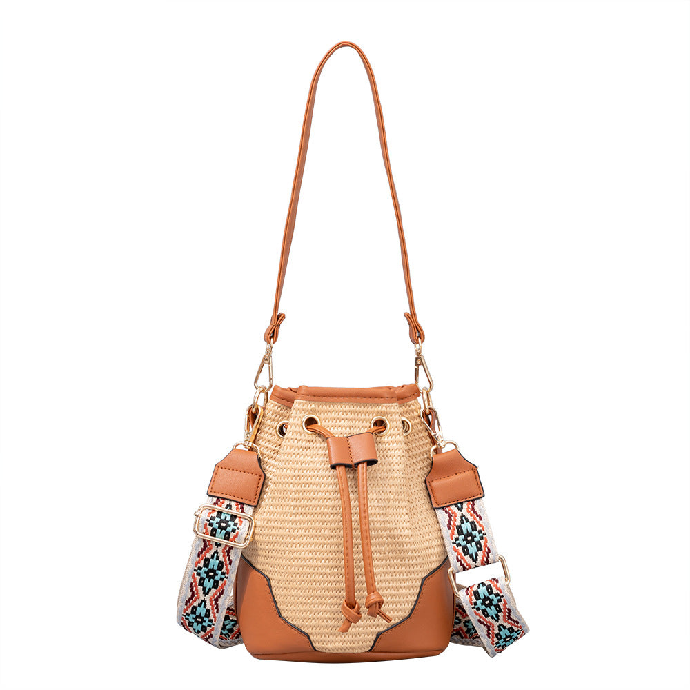 Wholesale Handmade Bucket Crossbody Straw Bag