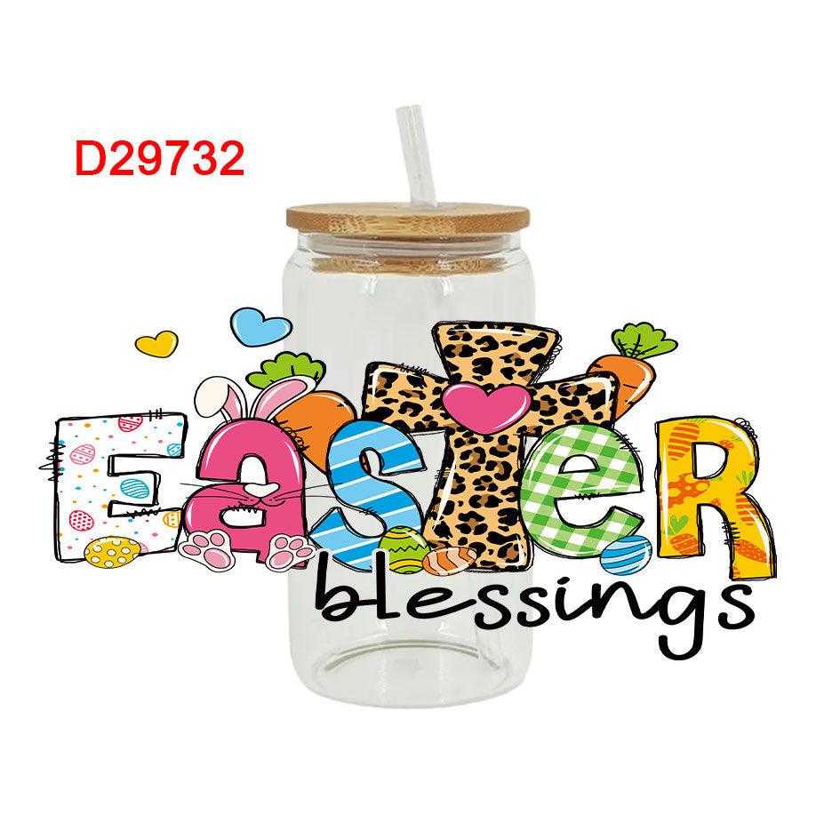 Wholesale Colorful Cartoon Bunny 16oz Cup UV DTF Wraps