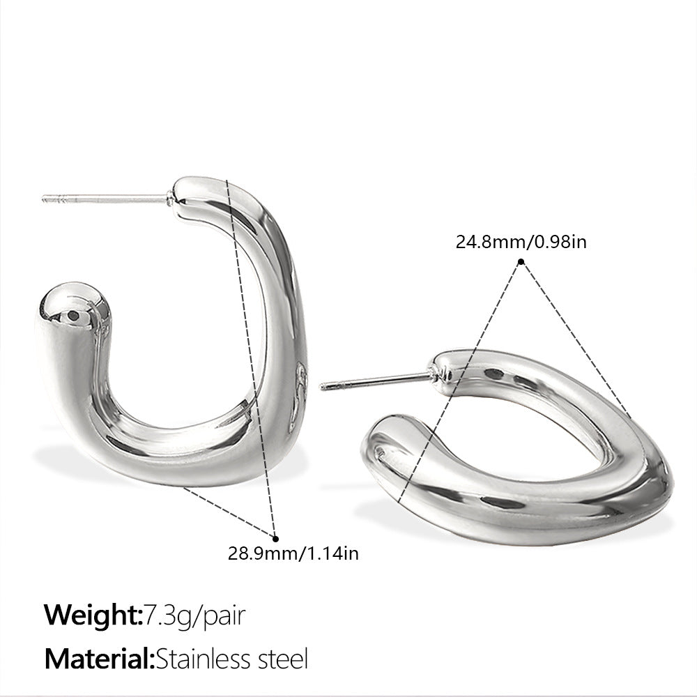 Wholesale Stainless Steel G-Shaped Gold-Plated Geometric Earrings