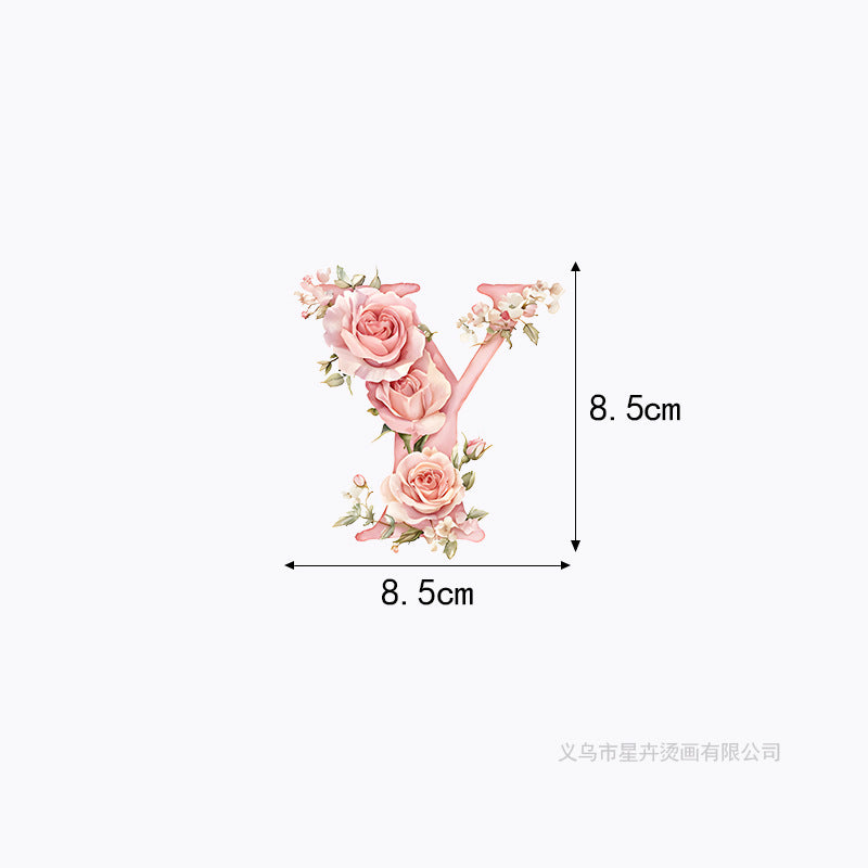 Wholesale 10pcs 26 letter flower branches and leaves UV DTF Ready to Press Transfers Wraps