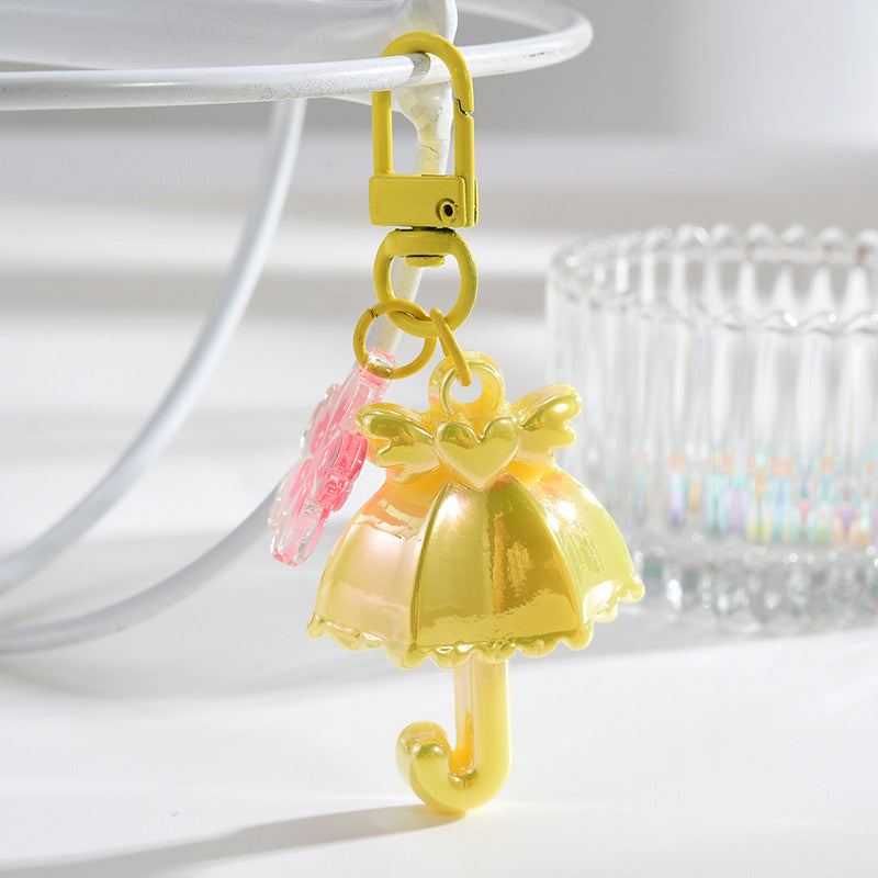 Wholesale Acrylic Electroplating UV Bright Love Umbrella Key Chain