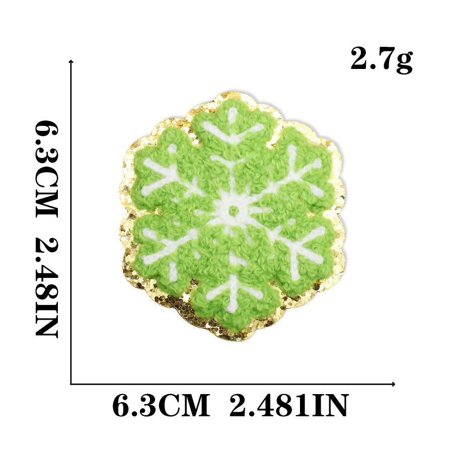 Wholesale Christmas Snowman Embroidered Chenille Sew On Patches Gold Trim For Clothing DIY Craft Supply