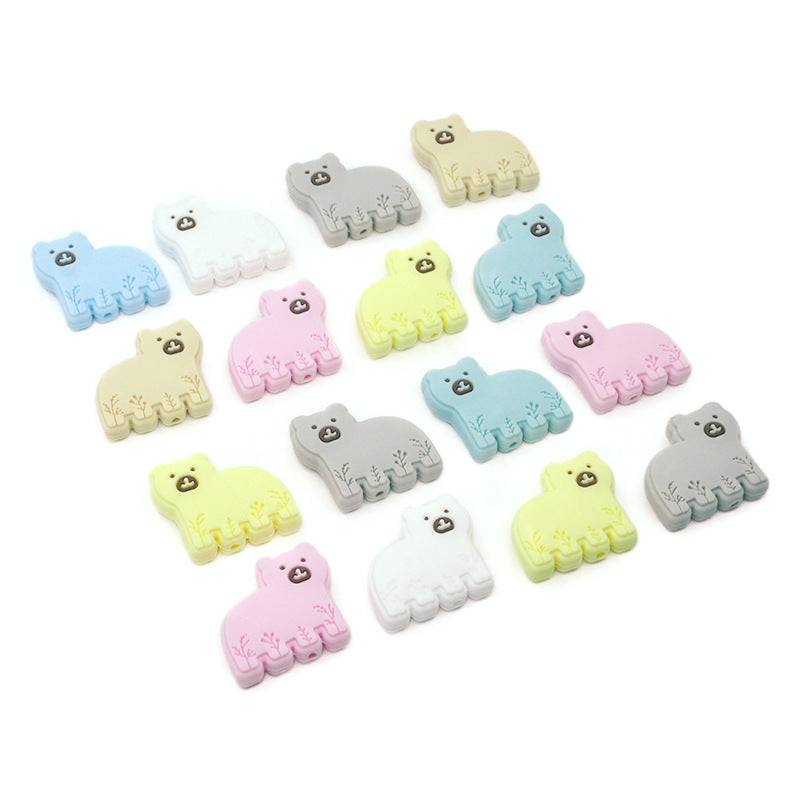 Wholesale 100PCS Silicone Cartoon Animals Baby Pacifier Chain Teeth Grinding Beads