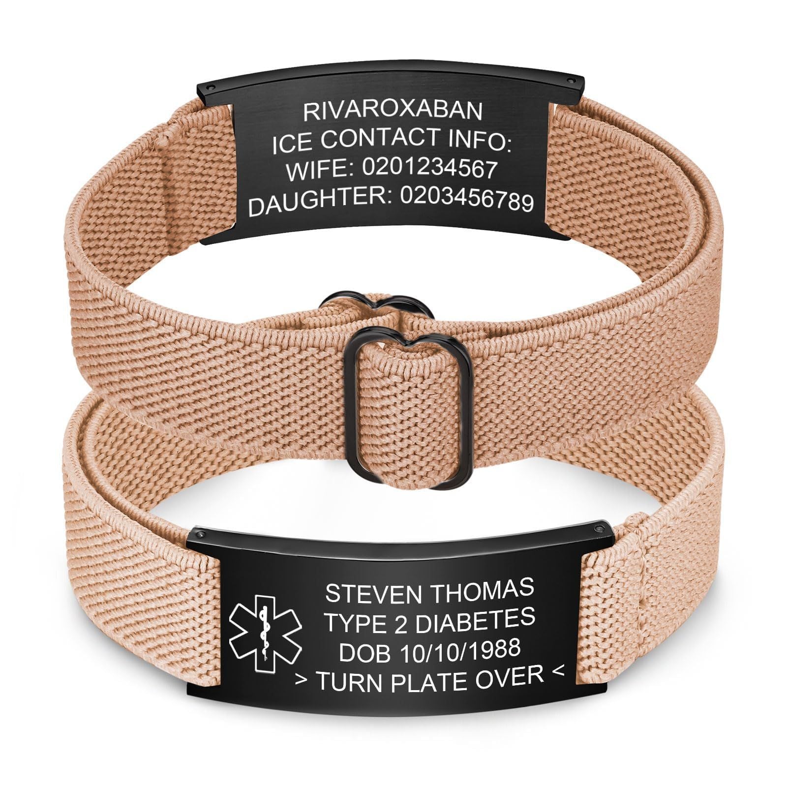 Wholesale Stainless steel curved plaque engraved medical bracelet