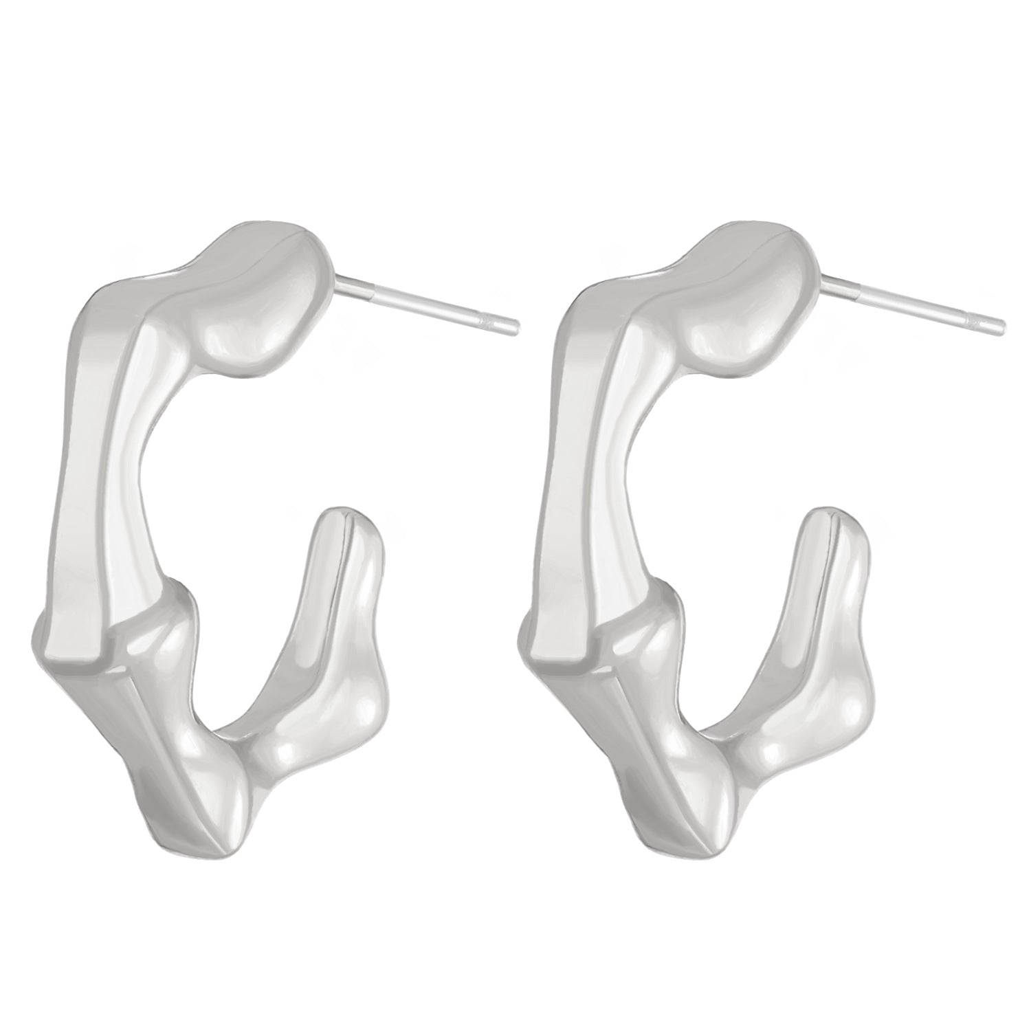 Wholesale Geometric Ring C-shaped Bamboo Irregular Alloy Earrings