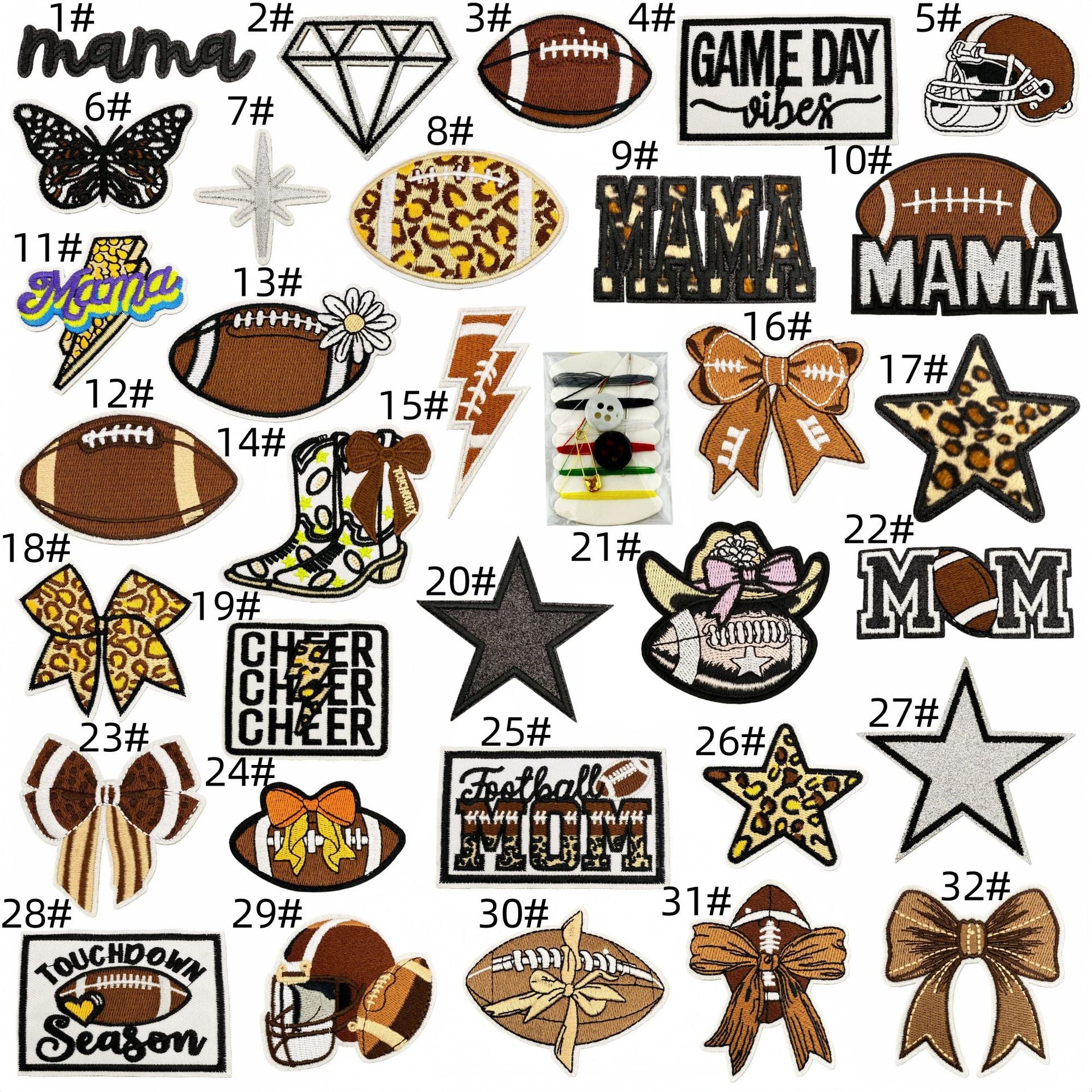 Wholesale Cartoon Football Leopard Pattern Series Embroidery DIY Patches