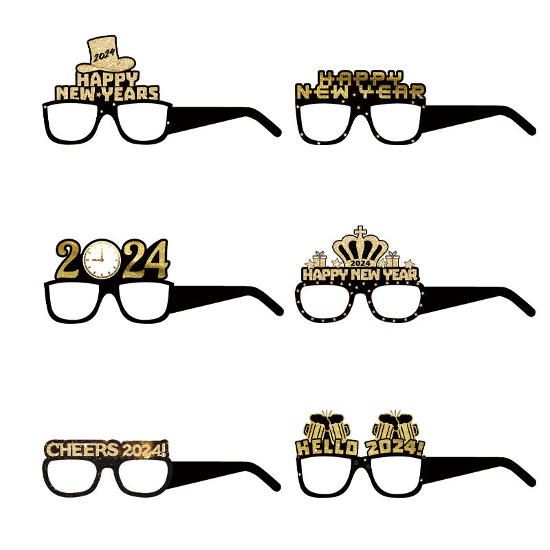 Wholesale Happy New Year Paper 3D Glasses Decoration