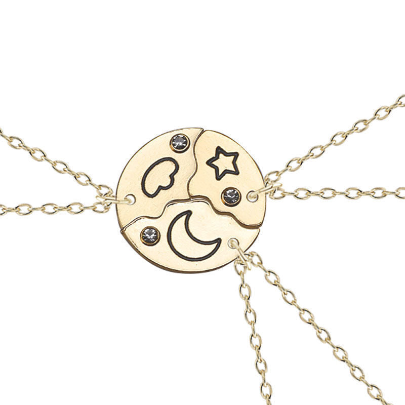 Wholesale Star Moon Sun Friendship Alloy Oil Drop Necklace