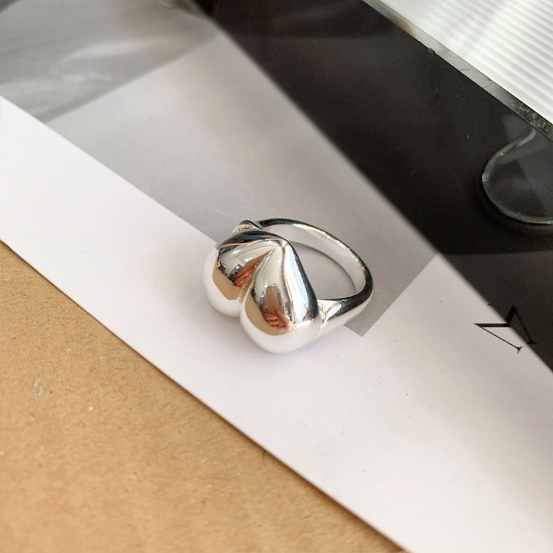 Wholesale Titanium Steel Heart Three-dimensional Solid Rings