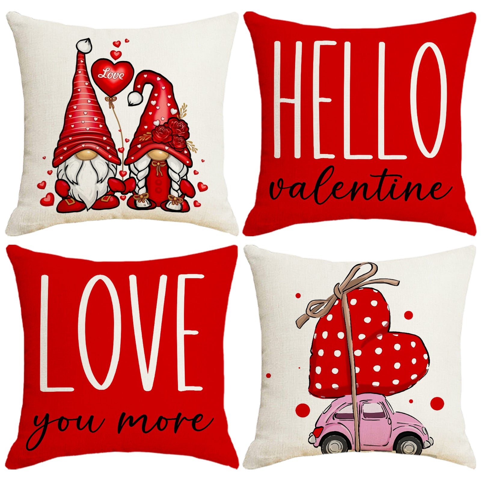 Wholesale Valentine' s Day Set Pillowcase Red  Heart  Lmitation Linen Pillowcase