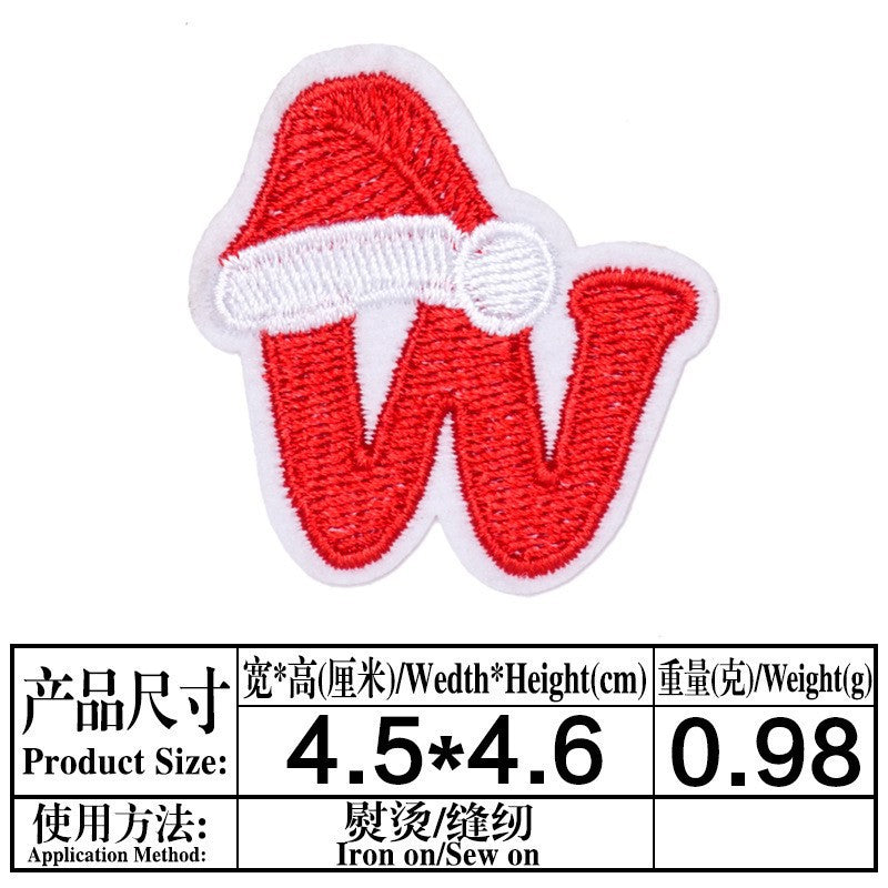 Wholesale Christmas 26 Letter Embroidery Patch Set Iron On DIY For Clothing Towels Gift