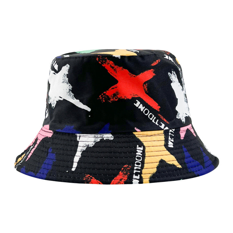 Wholesale Double-sided Tie Dyed Graffiti Polyester Fisherman Hats