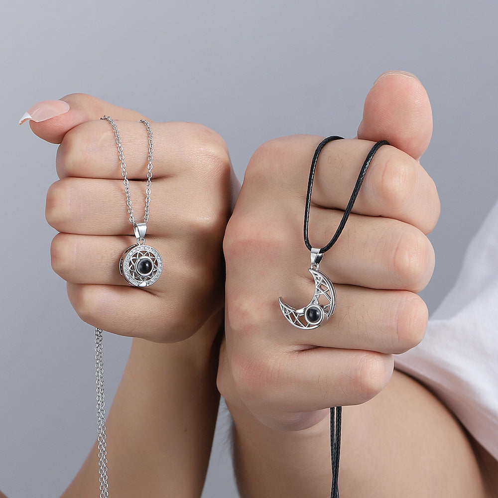 Wholesale Chic Moon Sun Magnetic Couple Necklace Alloy Jewelry Accessory For Resale