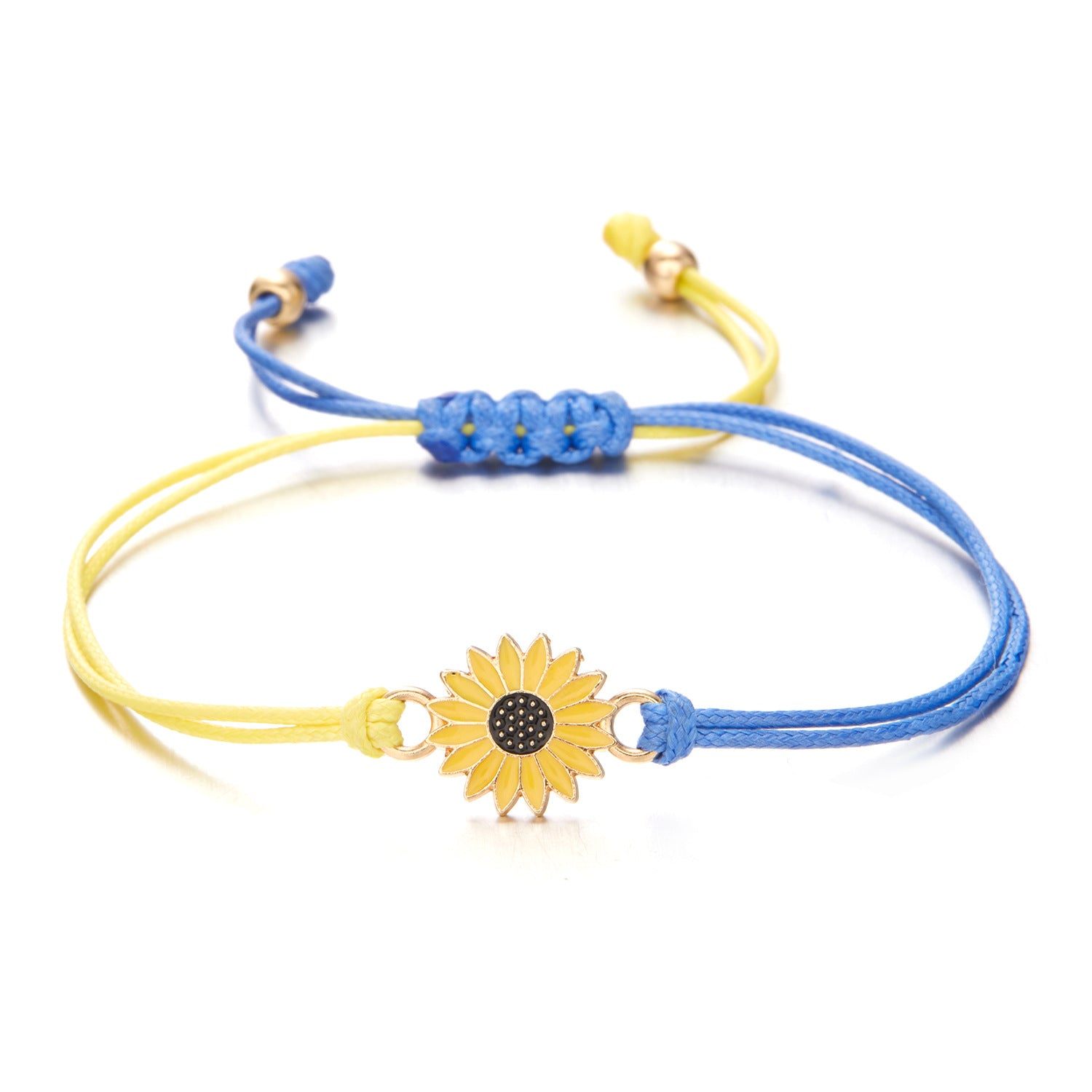 Wholesale Creative Color Matching Yellow and Blue Handwoven Adjustable Bracelet