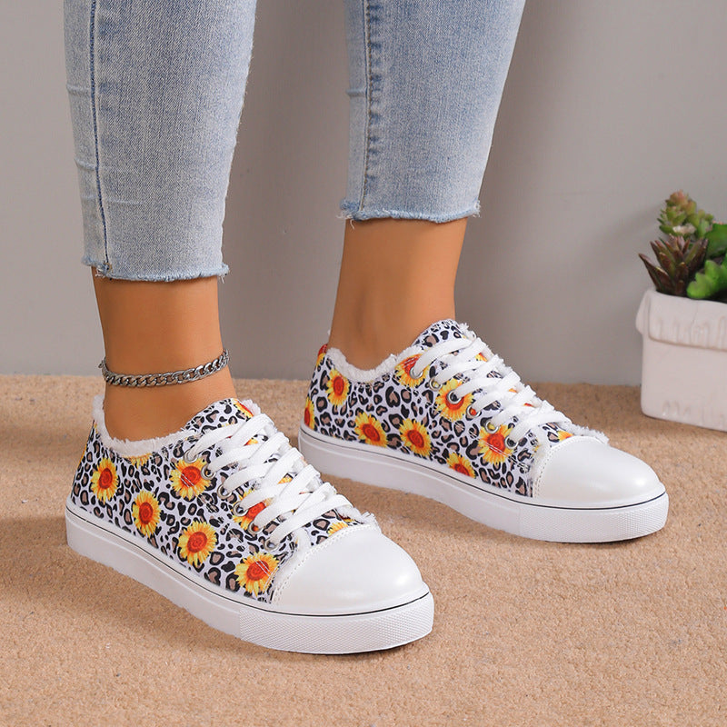 Wholesale Lace Up Flat Casual Canvas Shoes Rubber Women Shoes