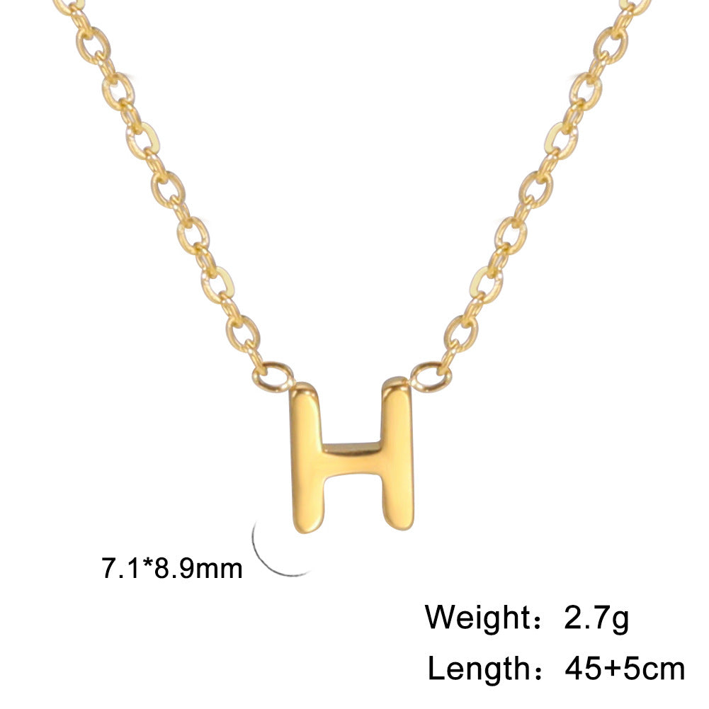 Wholesale 26 Letter 18k Genuine Gold Electroplating Non Fading Stainless Steel Necklace