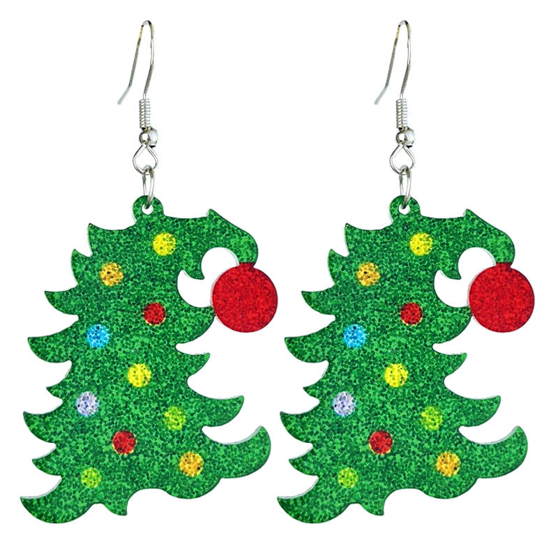 Wholesale 2pcs Source: Christmas Shiny Girls Party, Gingerbread People, Colored Lights, Snowflake Earrings