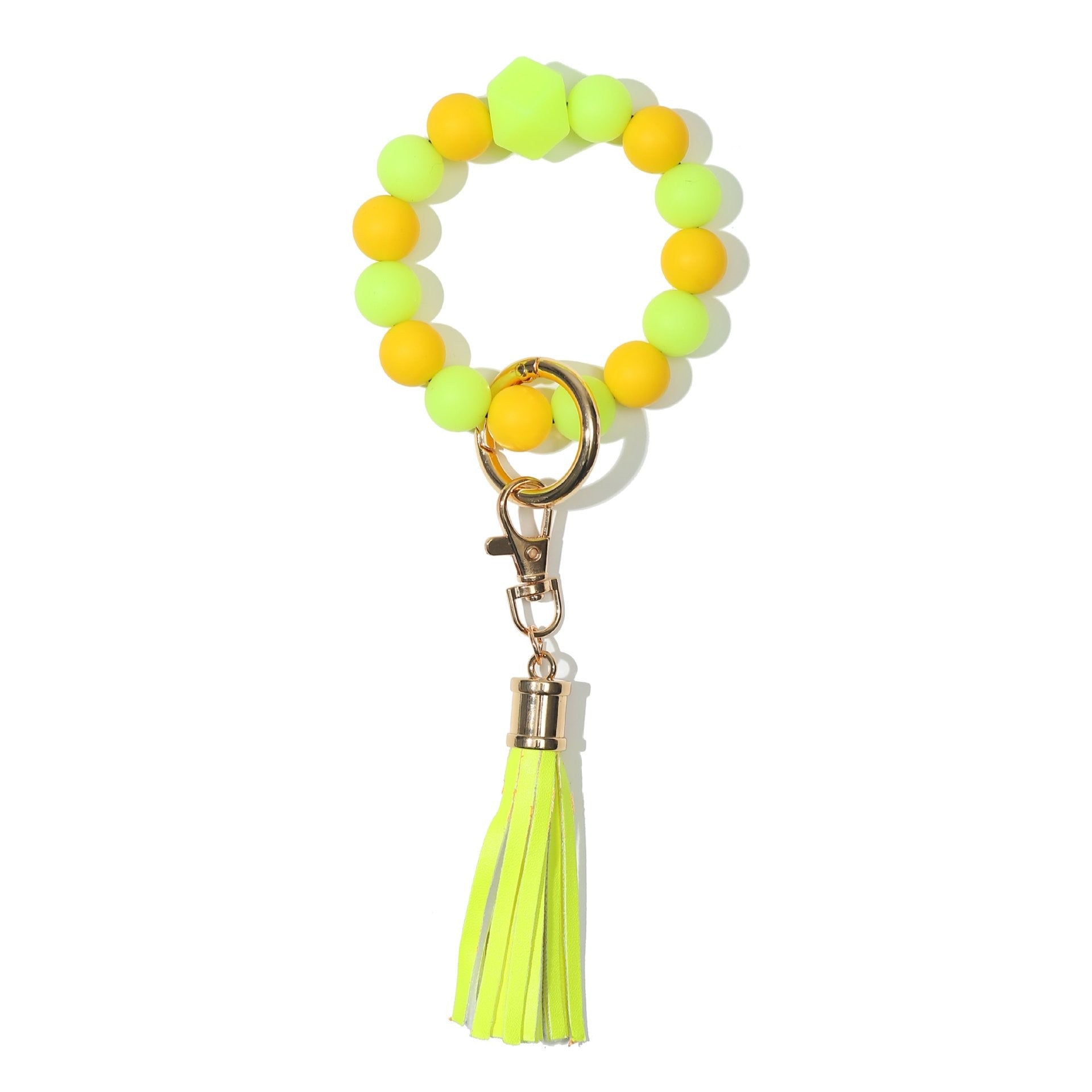 Wholesale Fluorescent Luminous Colored Silicone Beaded Wrist Keychain