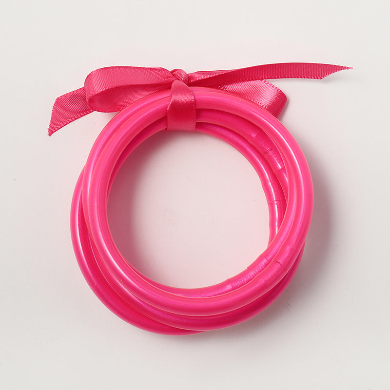 Wholesale Silicone PVC Tube Gold Foil Fluorescent Color System Bracelet