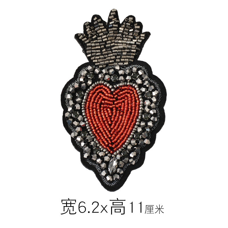 Wholesale DIY Handmade Beaded Heart-shaped Cross Cloth Patch Hat Clothing Decoration