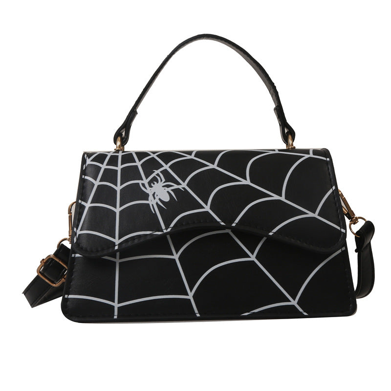 Wholesale Spider Web Print PU Shoulder Crossbody Bag