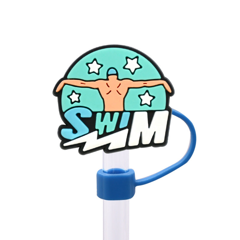 Wholesale Random 100pcs 10MM swimming dust plug straw hat creative DIY cup straw accessories