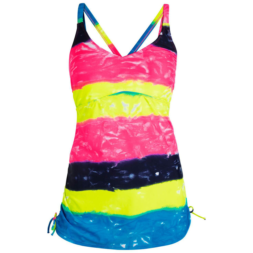 Wholesale Ombre Vibrant Stripes Plus Size One Piece Swimwear