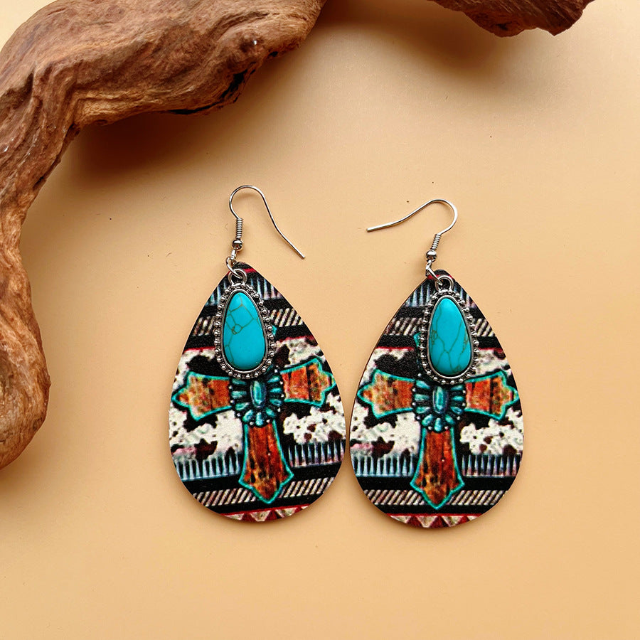 Wholesale Turquoise Pendant Retro Ethnic Style Fashion Bohemian Earrings