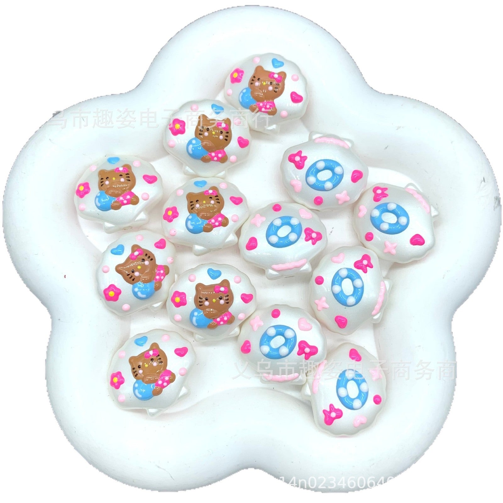 Wholesale 10pcs Black seashell hand-painted beads Acrylic Beads