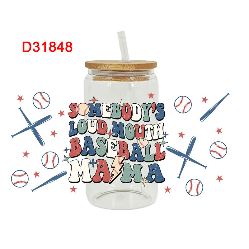 Wholesale Baseball Bow Series  16oz Cup UV DTF Wraps
